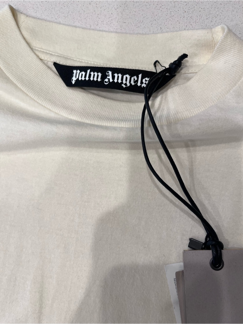 Palm Angels Cream T-Shirt with Black Shark Print - Picture 3 of 6